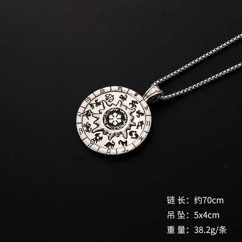 Hot Selling Fashion Cool Selling Punk round  Silver Label Stainless Steel round Chain Pendant Necklace for Men Gift