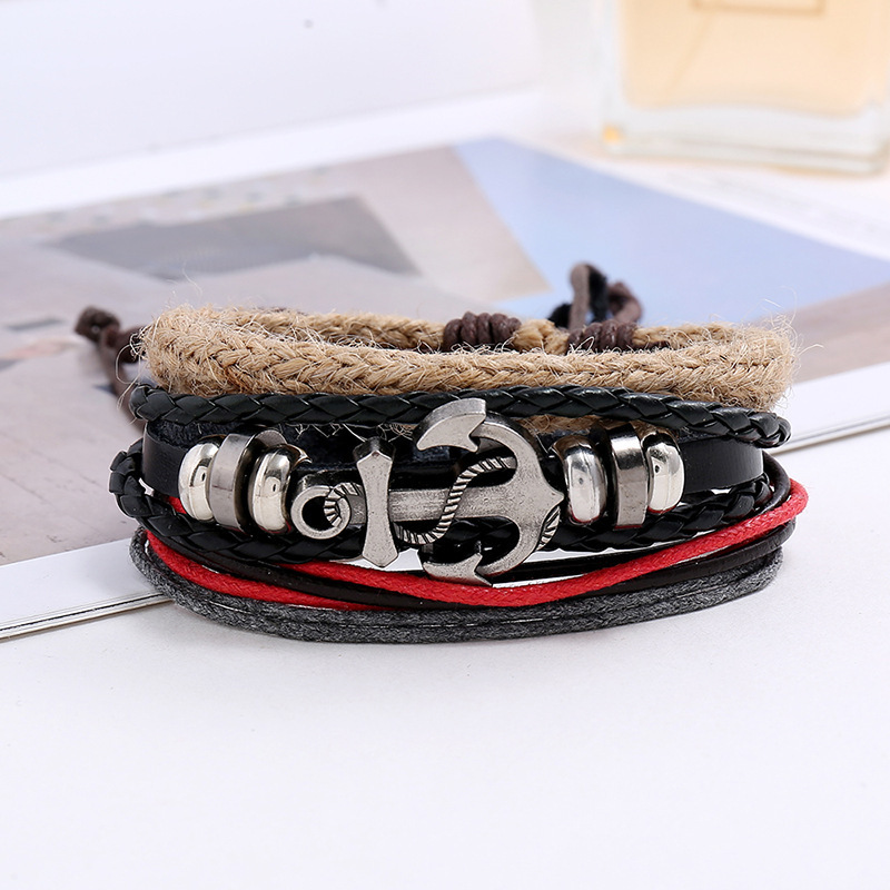 Wholesale Braided Leather Bracelet for Men Women Wooden Beaded Cuff Wrap Bracelet