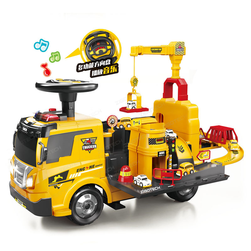 2022 ride on car kids electric Toy Excavator Fire Car Monster driving car parking play game set 2 in 1