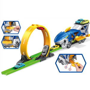 Stunt Launch Race Looping Set Toy Trucks Play set Shark Track