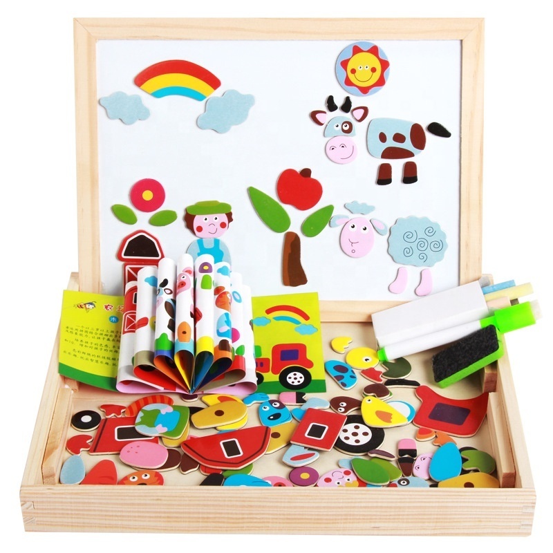 Educational Writing Board for Children Wooden Double Side Magnetic Writing Board Wooden Toys