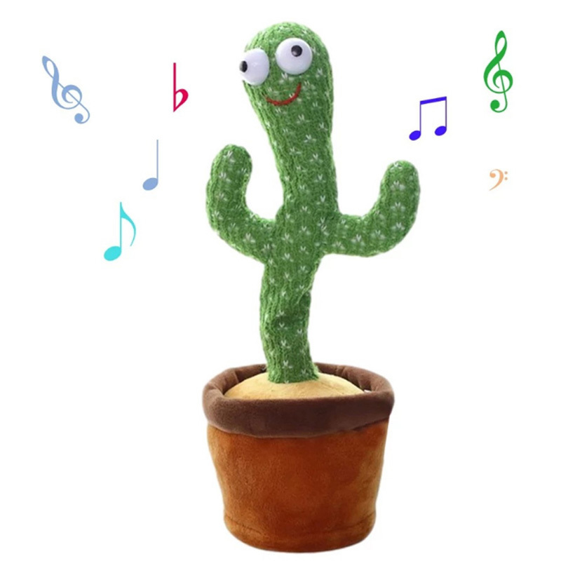 USB Charging Repeat Talking Singing Light Recording Twisting Music Stuffed Plush Baby Plant Toy Dancing Cactus