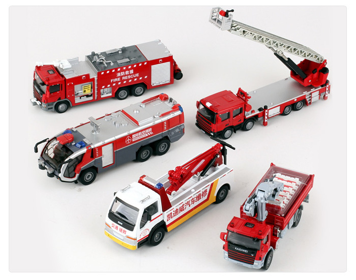 Diecast Toys Fire Model Truck Toy Vehicle Recovery Set of 5