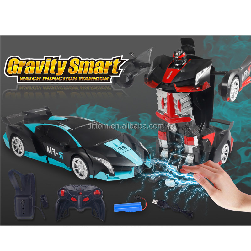 Gesture Control 1key Deforming Stunt Robot Car 2.4G 1:12 Watch Control Sports Racing Car Robot toys