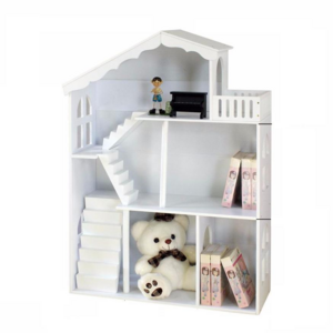 Manufacture wholesale White Doll house Three floor toys kids dollhouse bookshelf