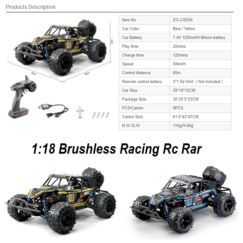 ZIGO TECH Brushless 50KM Pxtoys 303E 1/18 High Speed Truck Rc Monster Off Road Big Baja Racing Trucks