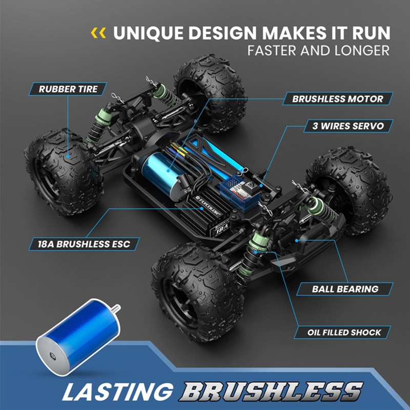 ZIGO TECH Brushless 50KM Pxtoys 303E 1/18 High Speed Truck Rc Monster Off Road Big Baja Racing Trucks