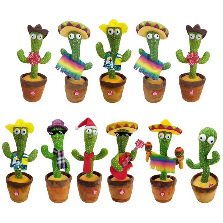 Hot Sale Funny Wriggle Doll Talking Game Singing Plush Toy Recording Musical Toy Dancing Cactus