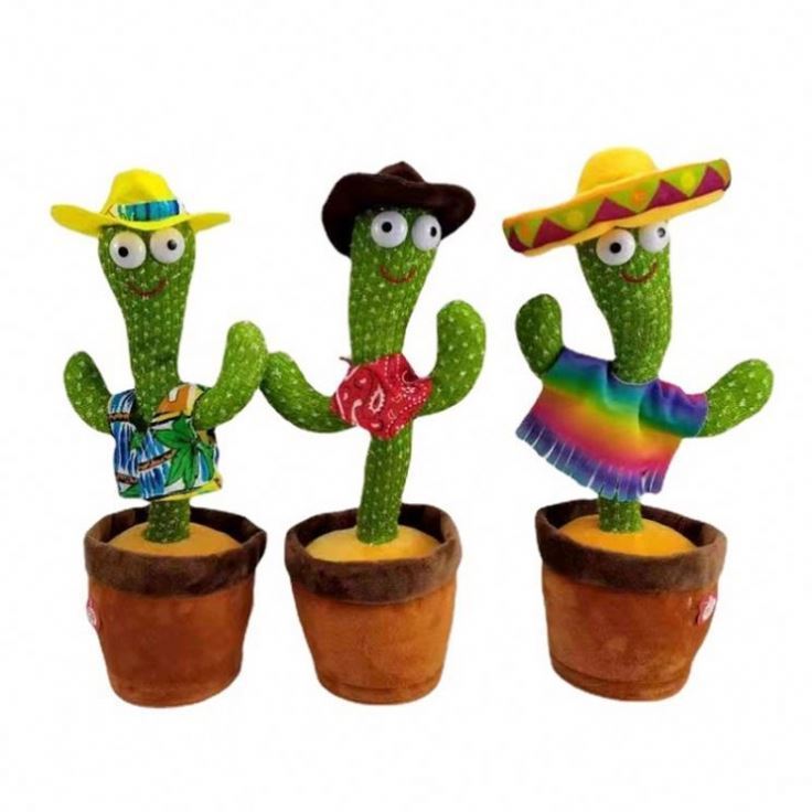 Hot Sale Funny Wriggle Doll Talking Game Singing Plush Toy Recording Musical Toy Dancing Cactus