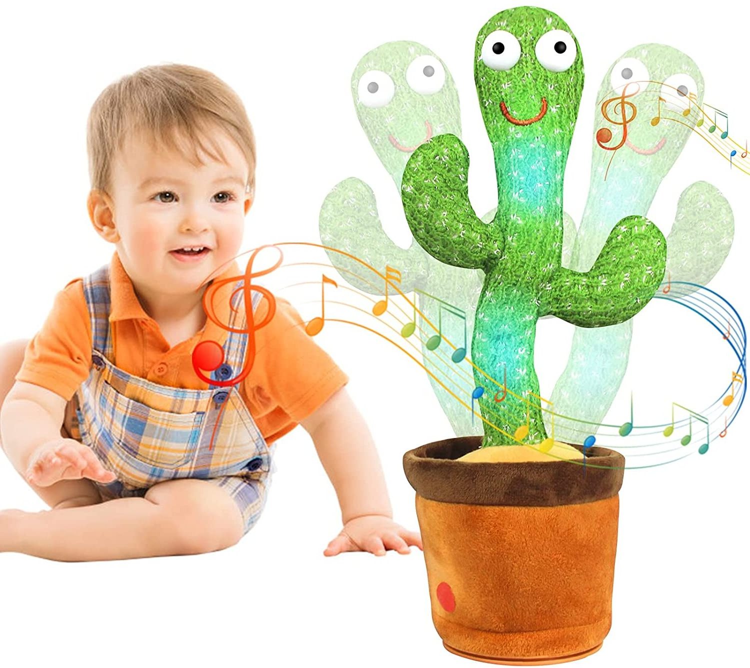 USB Charging Repeat Talking Singing Light Recording Twisting Music Stuffed Plush Baby Plant Toy Dancing Cactus