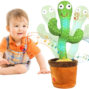 USB Charging Repeat Talking Singing Light Recording Twisting Music Stuffed Plush Baby Plant Toy Dancing Cactus