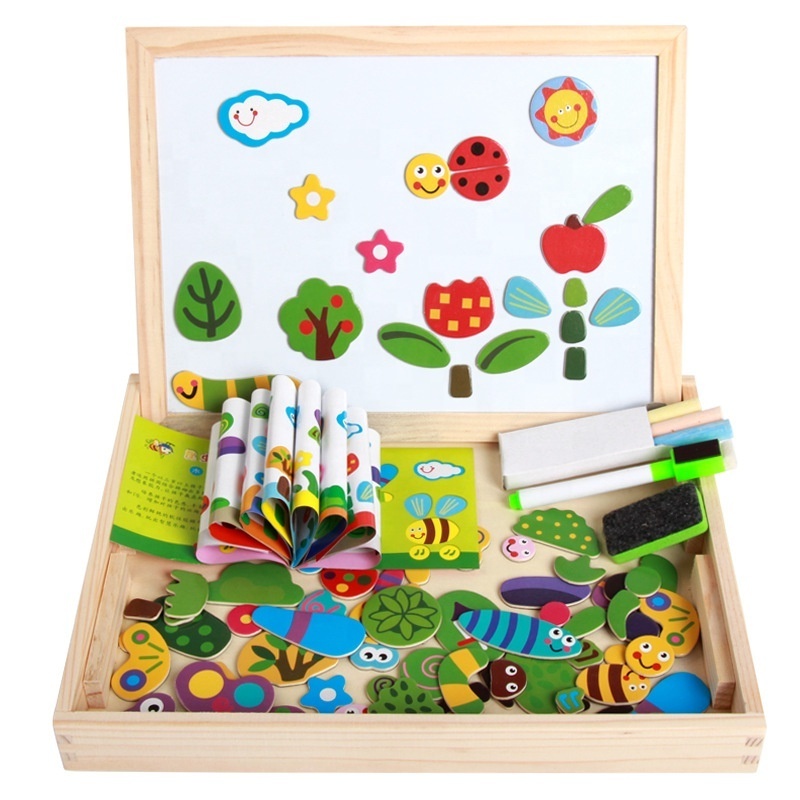 Educational Writing Board for Children Wooden Double Side Magnetic Writing Board Wooden Toys