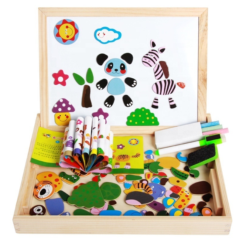 Educational Writing Board for Children Wooden Double Side Magnetic Writing Board Wooden Toys