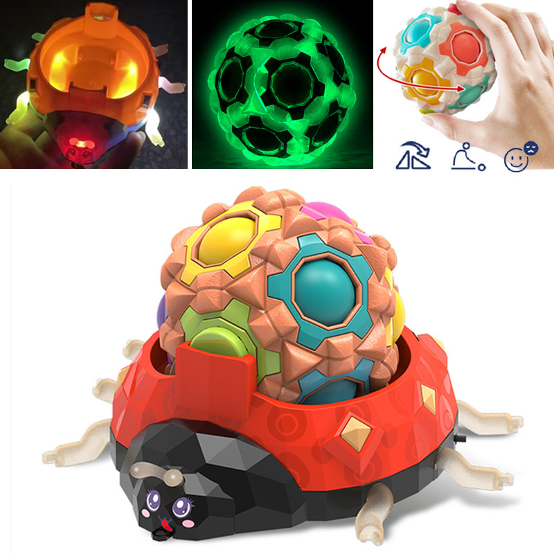 2 in 1 Ladybug 3D Toy Ball Light Up Plastic Spinner Fidget Toys