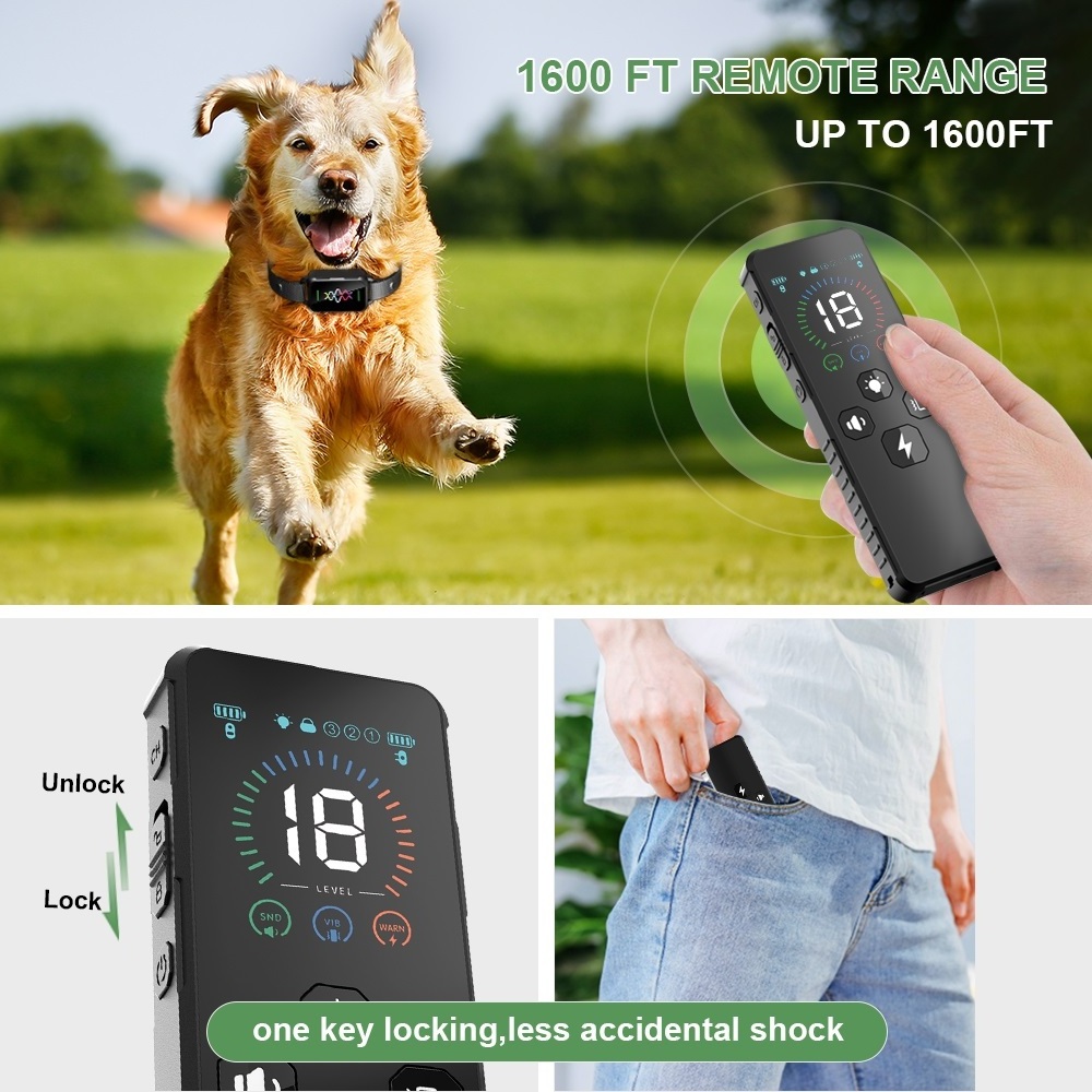 3500FT IP67 Waterproof Rechargeable Remote Control Electric Shock Training Dog Collar