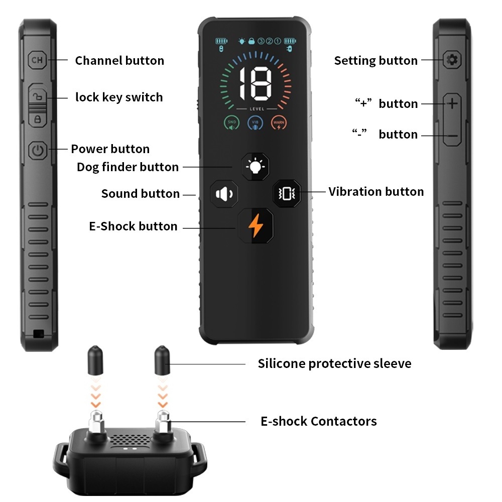 3500FT IP67 Waterproof Rechargeable Remote Control Electric Shock Training Dog Collar