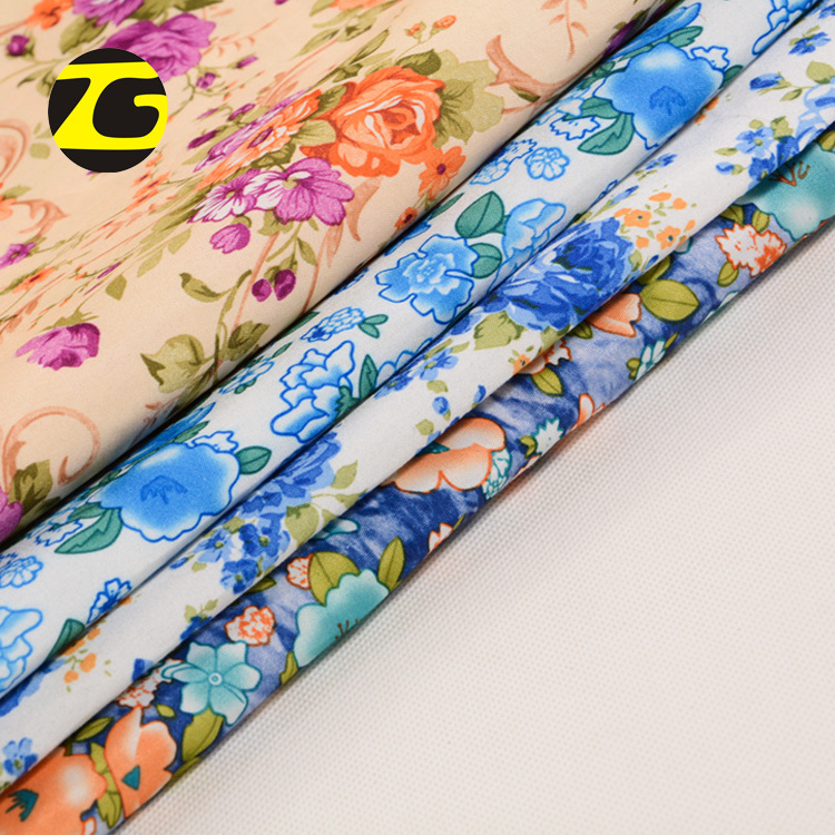 Fashion designs smooth touch polyester microfiber peach skin flower print fabric