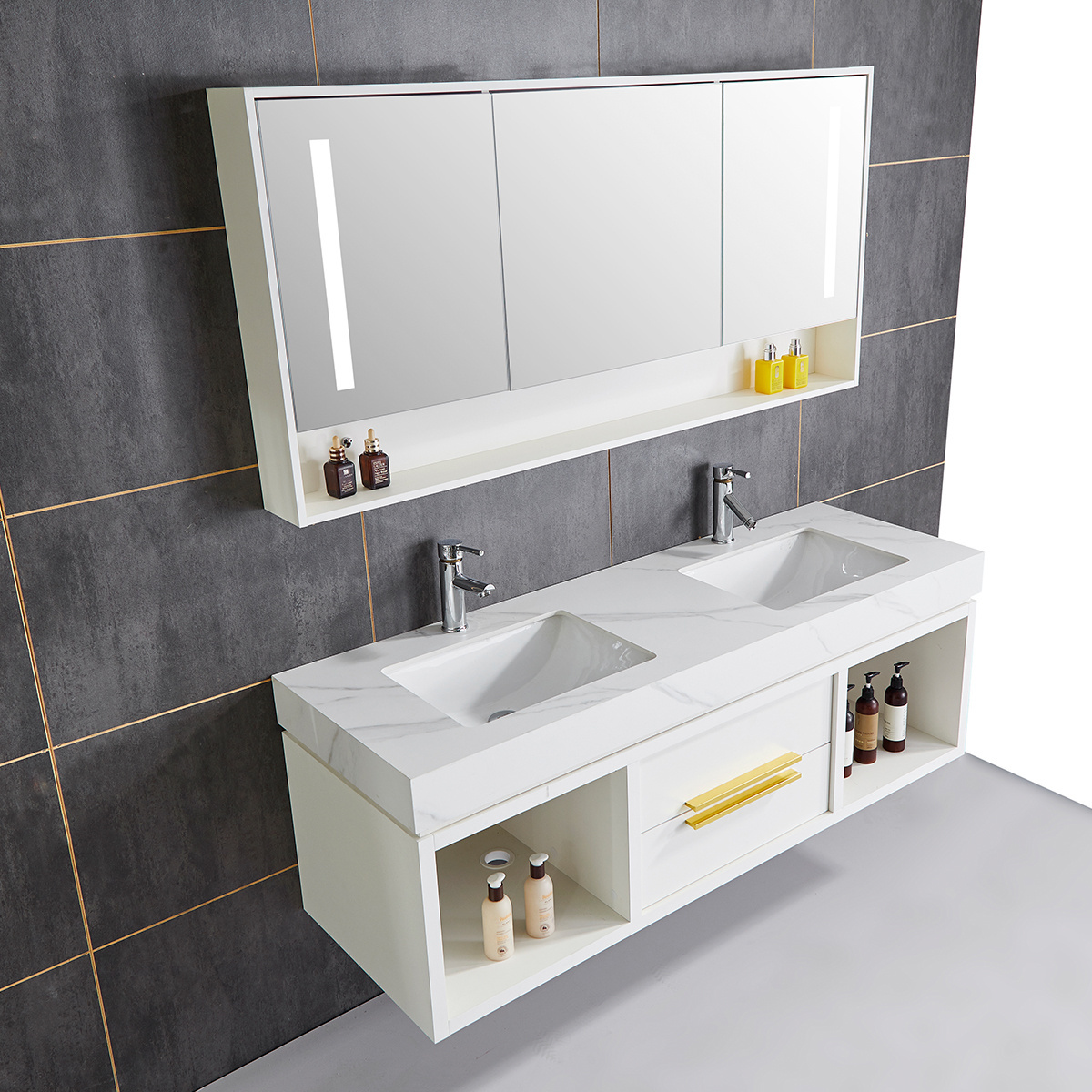 European Style white solid wood bathroom furniture bathroom vanity bathroom cabinet