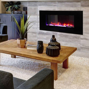 42-inch straight face full-screen glass decoration modern flame wall mounted LED electric fireplace with speakers