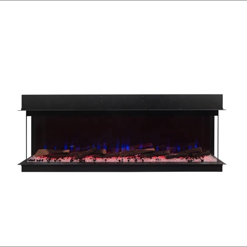 ZHX Modern 60 inch Fire Place 3 Sided Electric Fireplace Inserts Heater Indoor Decorative 3D LED Flame Fireplace Electric