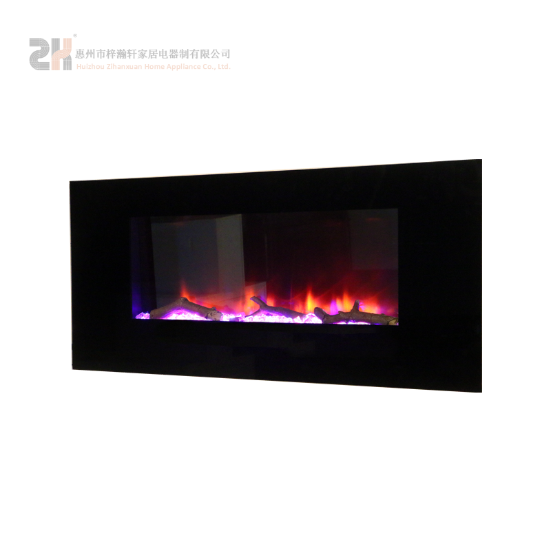 42-inch straight face full-screen glass decoration modern flame wall mounted LED electric fireplace with speakers