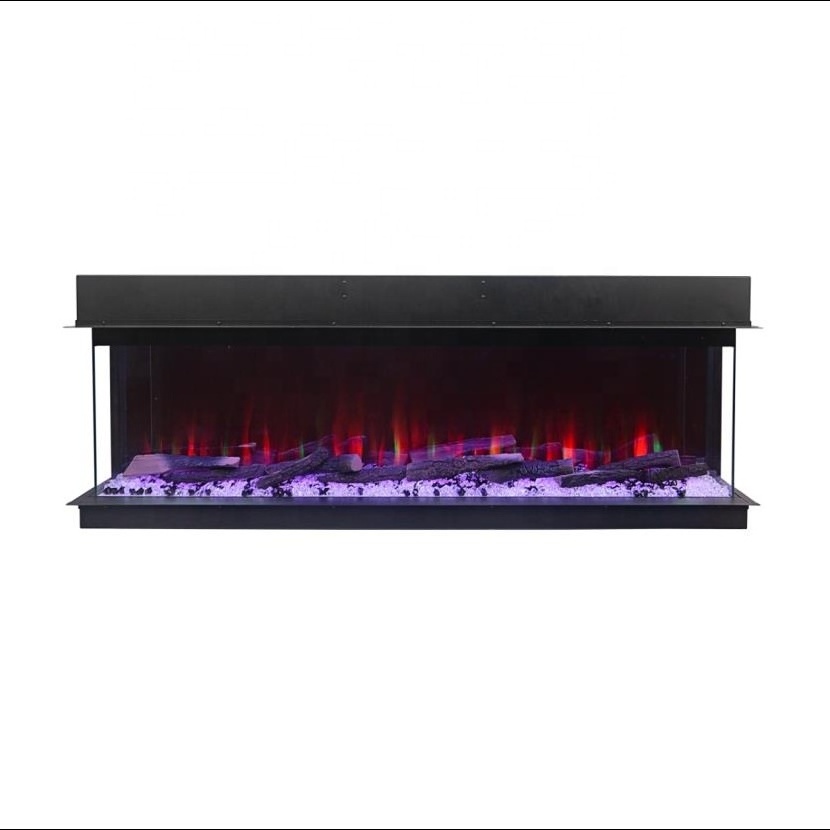 ZHX Modern 60 inch Fire Place 3 Sided Electric Fireplace Inserts Heater Indoor Decorative 3D LED Flame Fireplace Electric