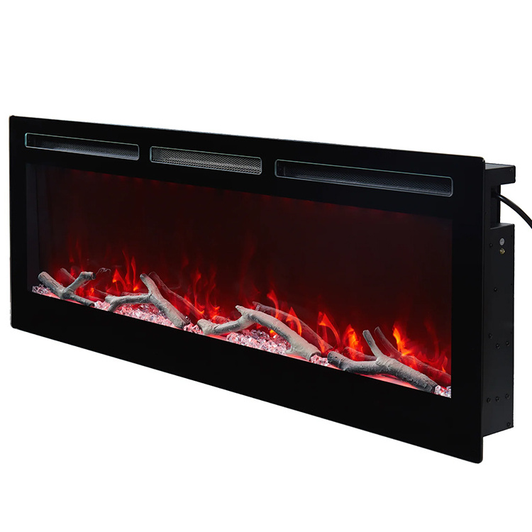 50 IN Built in decorative wall recessed wall mounted glass panel insert electric fire place fireplace with touch control