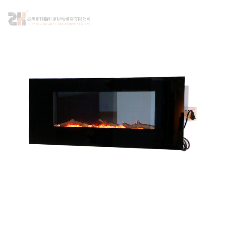 42-inch straight face full-screen glass decoration modern flame wall mounted LED electric fireplace with speakers