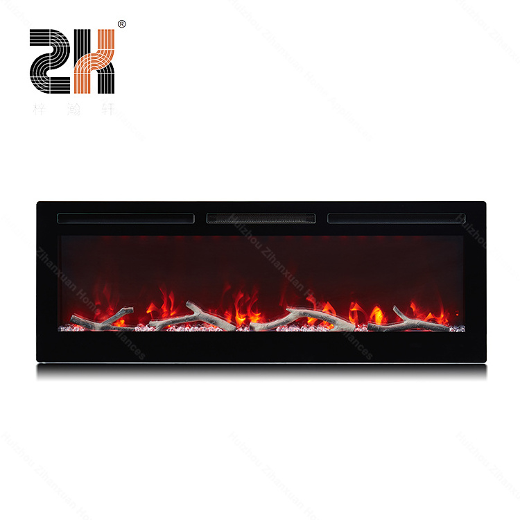 50 IN Built in decorative wall recessed wall mounted glass panel insert electric fire place fireplace with touch control