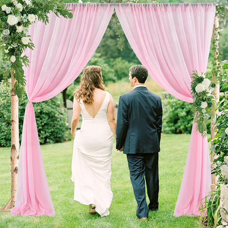 Factory Direct Wedding Stage Chiffon Curtain Backdrop Arch Drape Chiffon Fabric Swag Hanging Cloth Decorations