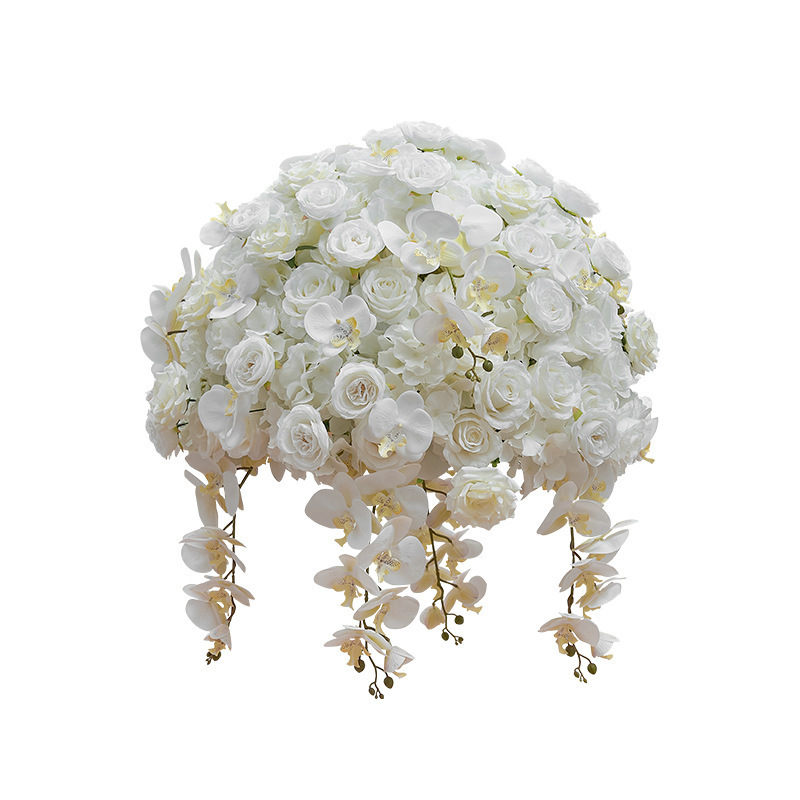 Wedding arrangement silk flower big white blush pink rose orchid artificial flower ball wedding centerpiece