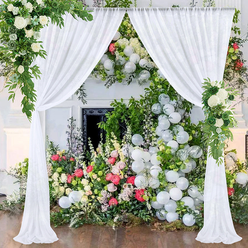 Factory Direct Wedding Stage Chiffon Curtain Backdrop Arch Drape Chiffon Fabric Swag Hanging Cloth Decorations