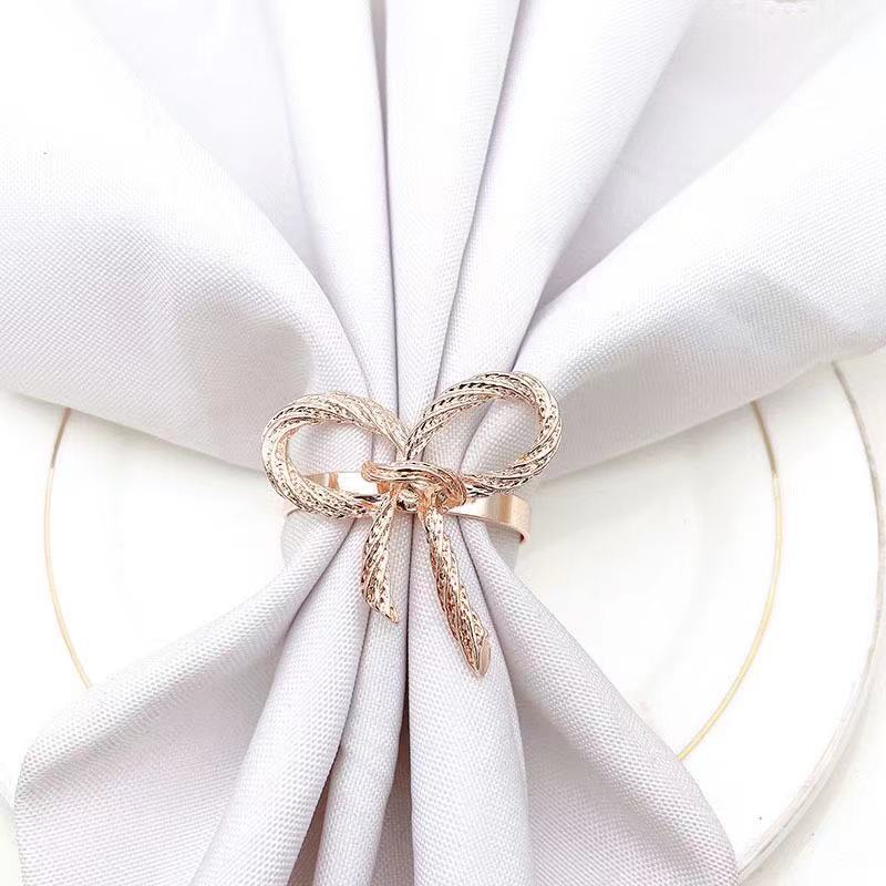 Wholesale Luxury Bow Napkin Ring Metal Butterfly Napkin Holders for Wedding Dinner Party Table Decorations