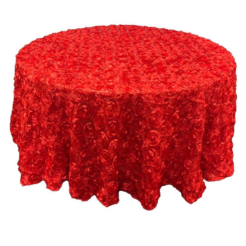 Luxury wedding banquet decorative round 3D rosette satin table cloth