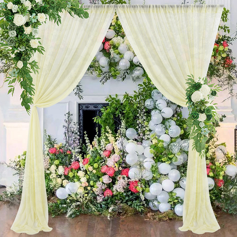 Factory Direct Wedding Stage Chiffon Curtain Backdrop Arch Drape Chiffon Fabric Swag Hanging Cloth Decorations