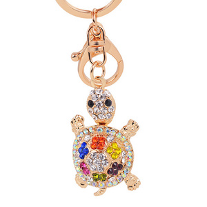 ZIXIAN Wholesale Diamond Turtle Charm Keychain Colorful Water Diamond Animal Turtle Keychain