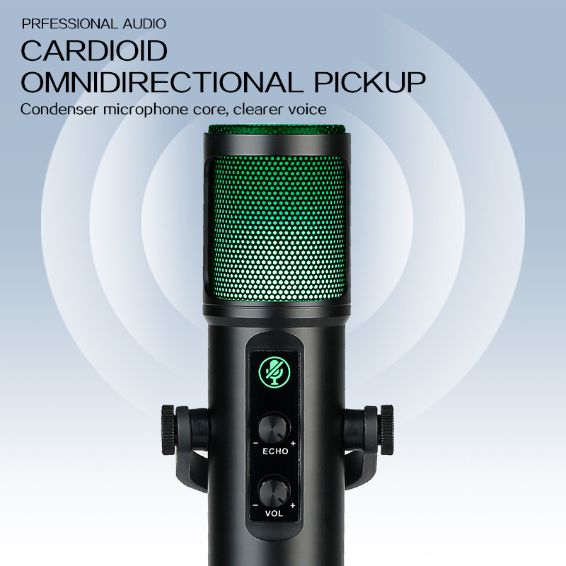 HIgh Quality Cardioid Mic Equipment RGB USB Condenser Microphone for Podcasting Recording Live Streaming Gaming