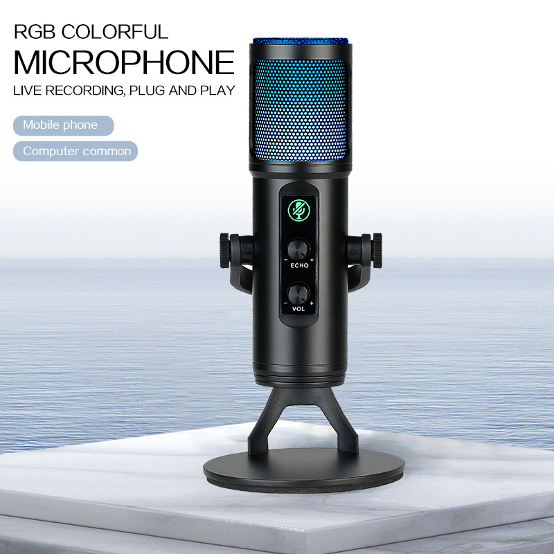 HIgh Quality Cardioid Mic Equipment RGB USB Condenser Microphone for Podcasting Recording Live Streaming Gaming