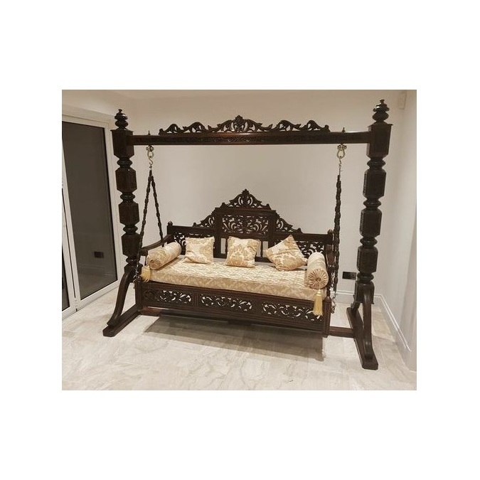 fine quality indoor Swing Designs luxury patio furniture Nordic spruce in carved design for sale by indian manufacturer