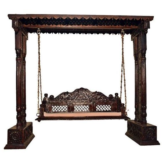 indoor Swing made from solid wood luxury design patio furniture Nordic spruce in carved design for sale by indian manufacturer