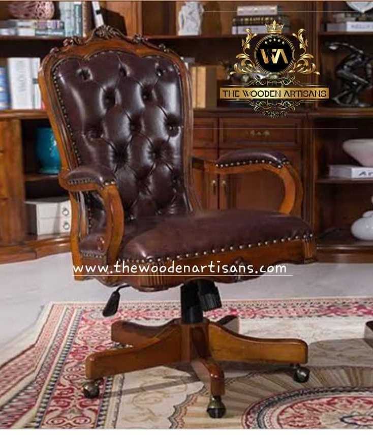 Best Deal 2024 Wooden Office Chair with Solid Wooden Made and Natural Polished Latest Designed Chair For Sale