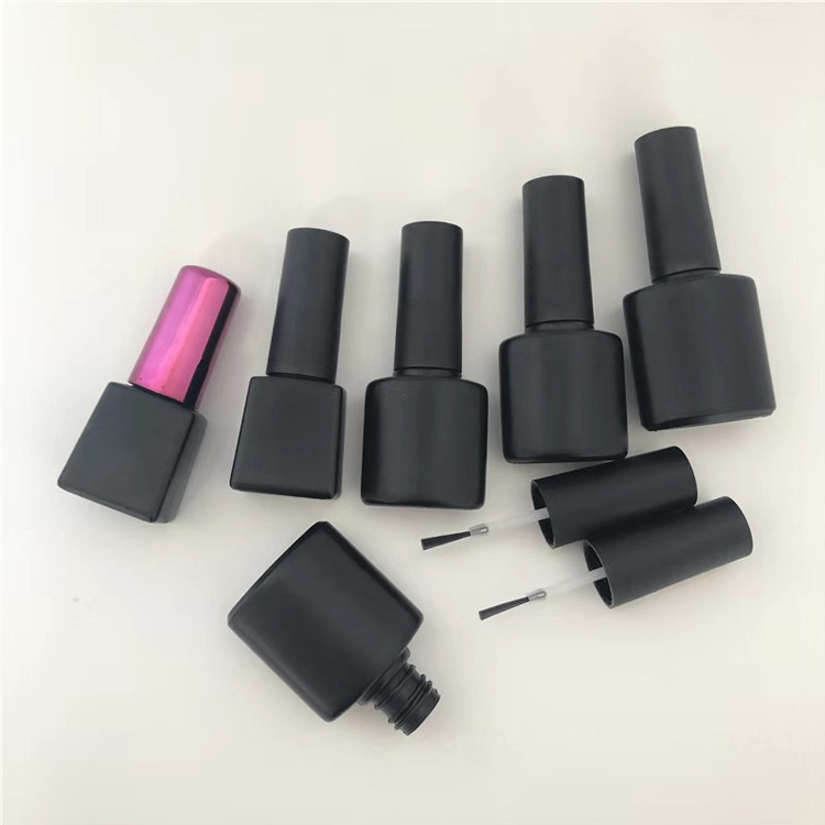 Custom OEM ODM Unique 3ml 5ml 7ml 9ml 10ml 15ml Matte Black White Empty Glass Packaging Gel Nail Polish Bottle With Cap Brush