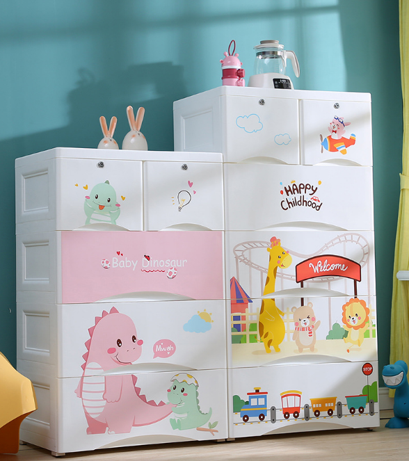 4 Layer fashion clothes plastic cupboards storage drawers for baby kids living room or bedroom