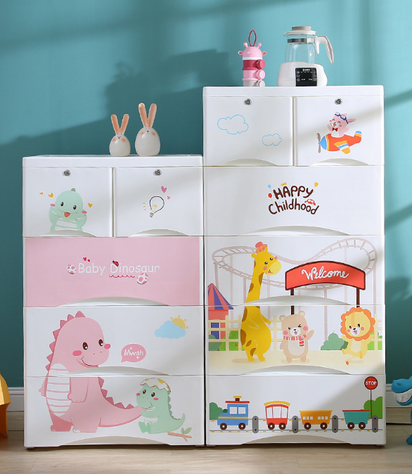 4 Layer fashion clothes plastic cupboards storage drawers for baby kids living room or bedroom