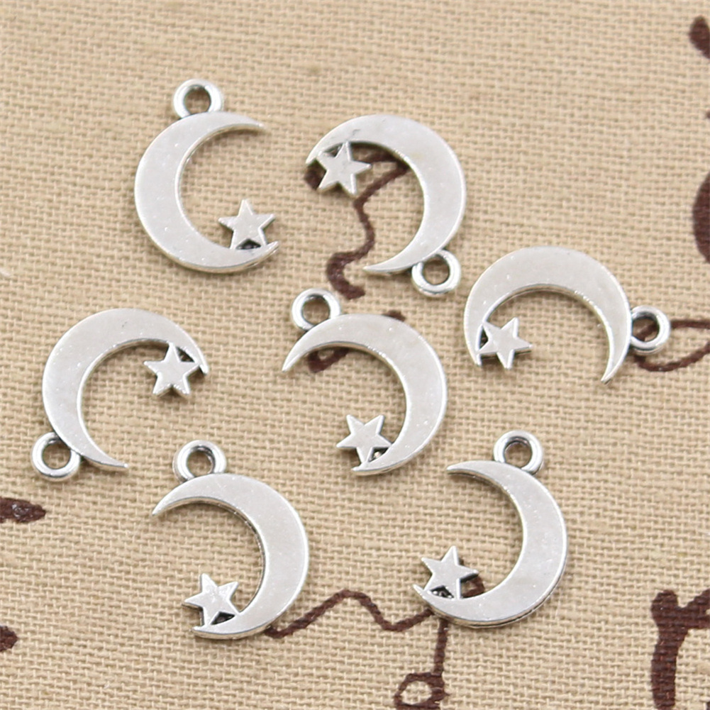 Charms moon star 17x11mm Tibetan Silver Color Pendants Antique Jewelry Making DIY Handmade Craft