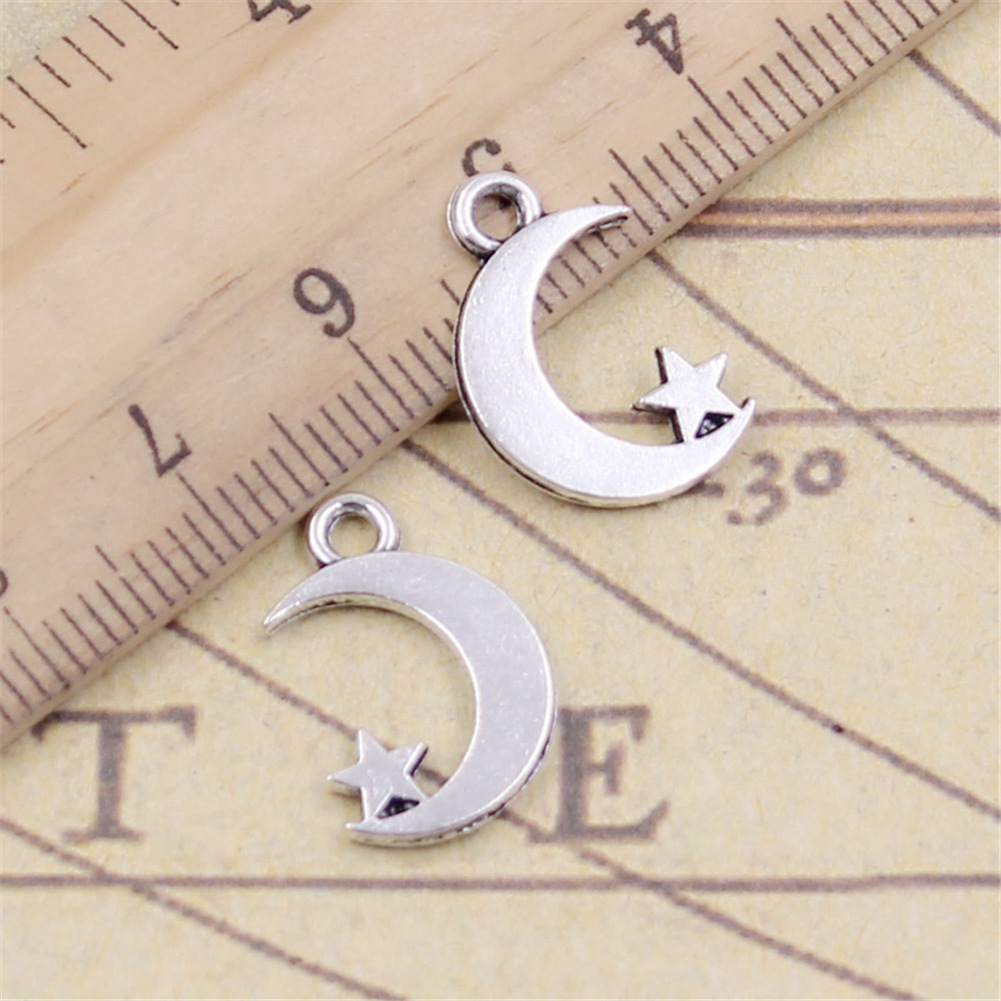 Charms moon star 17x11mm Tibetan Silver Color Pendants Antique Jewelry Making DIY Handmade Craft