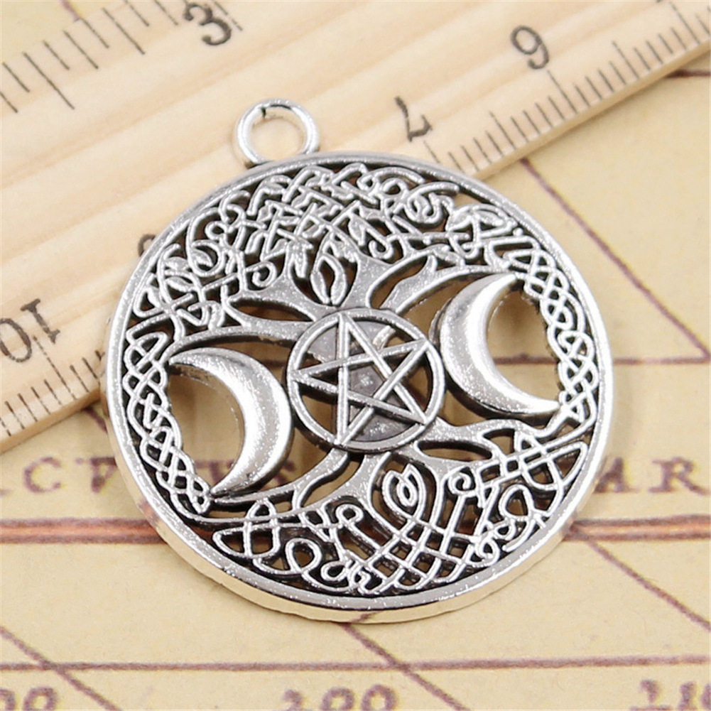 Charms Tree of Life Norse Viking Moon star 39x34mm Antique Silver Color Pendants Making DIY Handmade Tibetan Finding Jewelry