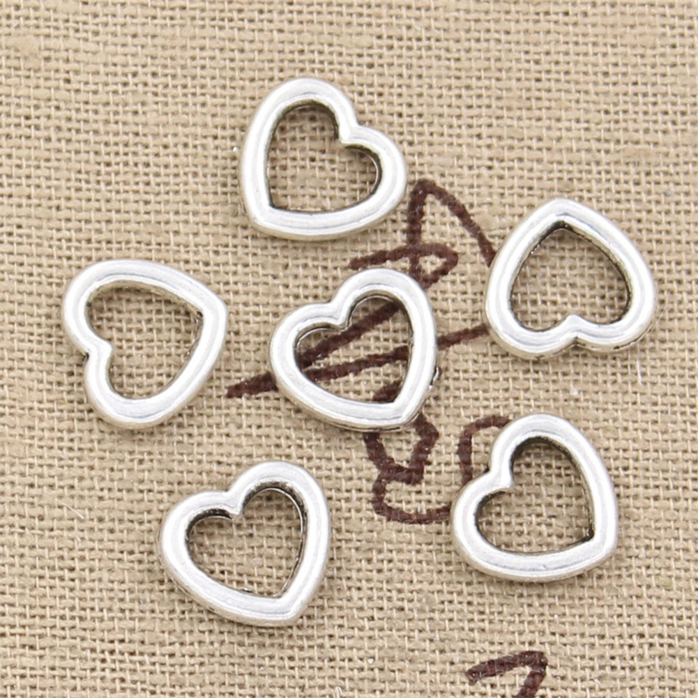 Charms hollow heart 10x10mm Tibetan Silver Color Pendants Antique Jewelry Making DIY Handmade Craft