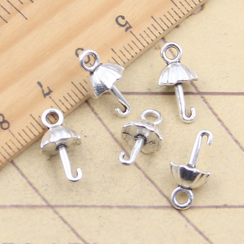 Umbrella Parasol Charms Antique Silver Color Alloy Charms Pendant For Jewelry Making 15x8x6MM