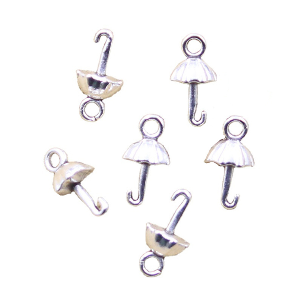 Umbrella Parasol Charms Antique Silver Color Alloy Charms Pendant For Jewelry Making 15x8x6MM